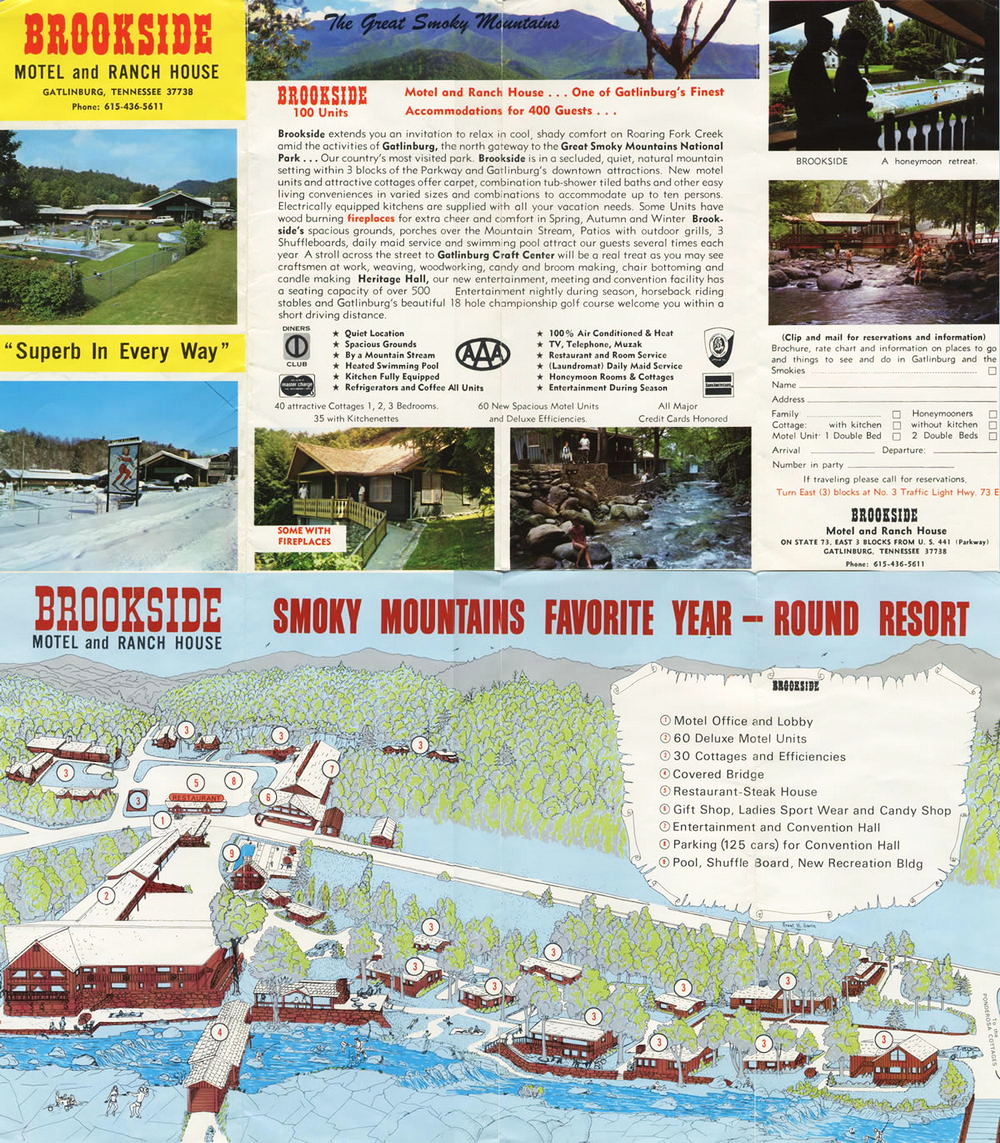 Brookside Lodge (Brookside Motel and Ranch House) - Vintage Brochure